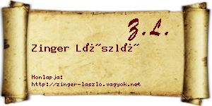 Zinger László névjegykártya