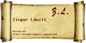 Zinger László névjegykártya